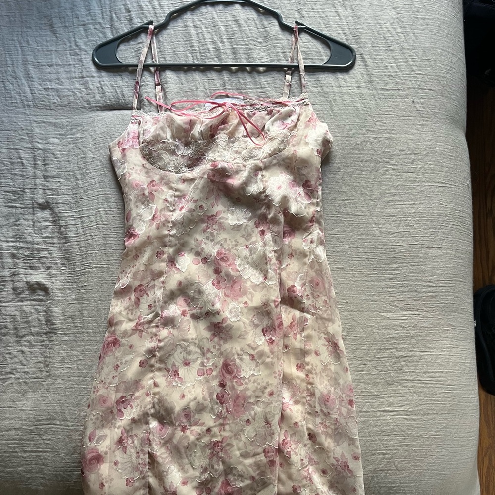 Princess Polly Pink and Cream Floral Dress